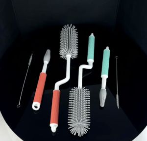 Dr.isla BY17 3Pcs Baby Bottle Cleaner Brushes Silicone 360 Degree Rotation Long Handle Bottle Brush Baby Milk Bottle Cleaner Silicone Brush Set 3 in 1 Non-Scratch