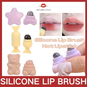 NATURAL STYLE Mini Silicone Lip Brush Mini Portable Silicone Head Lipstick Brush with Cover Lip Blending Brush Special Lipstick Lip Brush