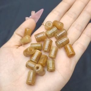 Q553 Lu thống trúc Thạch Anh Tóc Vàng Nâu Cà Phê sẵn lỗ 2li Thổ và Kim - Phong Thuỷ TUDO P