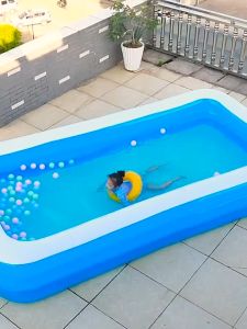 HIGHTUNE Swimming Pool Kids Family Pool Indoor Outdoor Extra Large Rectangular 3Ring Inflatable Swim Pool