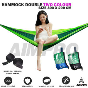 Hammock Double Ayunan Gantung Kombinasi 2 Warna Tempat Tidur Ayunan Kasur Gantung Camping Outdoor - hammock aimpro