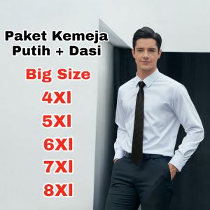 Paket Kemeja Putih Pria Lengan Panjang +Dasi/Kemeja putih pria polos/Kemeja Putih Pria Jumbo