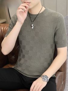 HENGYUANXIANG | Hengyuanxiang Thickened Half Sleeve Round Neck Knitwear For Men Fashionable Slim Fit Warm Pure Color Spring Autumn T-Shirt