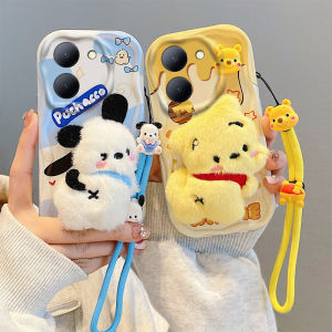 Cute Cartoon Plush Silicone Protective Case for VIVO Y03 Y18 4G Y28S 5G Version Female Model Anti-Fall Creative 3D Design