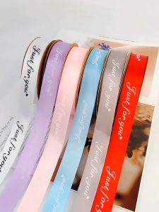 1cm (45 Yard/Roll) Satin Gift Ribbon DIY Wedding Party Decoration High Quality Letter Ribbon