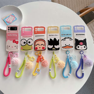 ute Phone Case Cover for Samsung Z Flip 5 Z Flip 6 Galaxy Z Flip 4 Z Flip 3 Wave Shape Frame Design Soft TPU Case with Strap Lanyard Bracelet Case Shockproof Compatible with Samsung Z Flip 5 Case