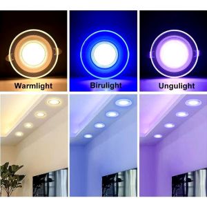 Lampu Downlight LED 3 Warna Cahaya 6W 360 Derajat Bercahaya Lampu Panel/Lampu Plafon Hias Ruangan