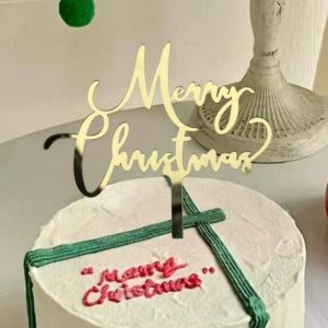 อุปกรณ์ตกแต่งเค้กอะคริลิคแบบอักษรภาษาอังกฤษสำหรับคริสต์มาส 1 ชิ้น ของตกแต่งหน้าเค้กคริสต์มาส การ์ดเค้ก อุปกรณ์จัดงานปาร์ตี้คริสต์มาส