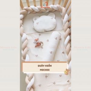 Quây cũi xoắn Mochee cho bé 114x63cm bộ quây xoắn vặn thừng an toàn cho trẻ - Monnie Kids