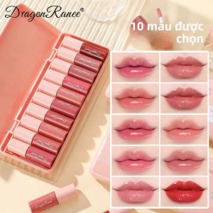 Bộ Son Dưỡng Môi Hoạt Hình Dragon Ranee 10 Món - Màu Son Bóng Mượt Lâu Trôi Chống Nứt Nẻ Mỗi Màu 3.5g