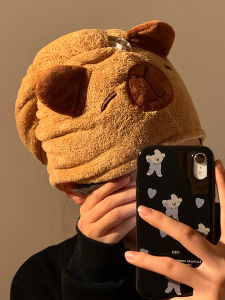 Cute Capabala Hair-Drying Cap Female Super Water-Absorbing and Quick-Drying Wrap Hair Towel Thickened Shampoo Coral Fleece Shower Cap