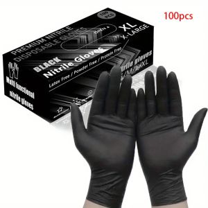 100/50/20pcs Black Latex Powder Free Disposable Nitrile Gloves Perfect for Tattooing Manicures Salon Cleaning Disposable Apparel