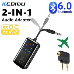 KEBIDU | KEBIDU Bluetooth 6.0 Audio Dual Receiver Transmitter 2 in 1 Music Wireless Adapter 3.5mm AUX HiFi Stereo Sound For Car Airplane