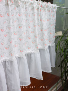 YASHLIE French Style Cotton Curtain Printed Partition Rod Inserting Door Curtain Cabinet Decor Semi-Curtain Home Textile