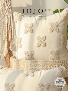 Nordic Embroidery Pillow Country Sofa Backrest Bed Pillow JOJOS L PD Grey Square Home Decorative Cushion Universal Use