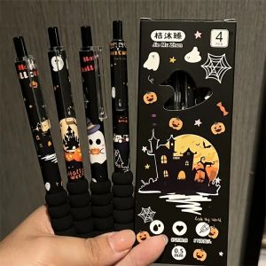4 Bút Gel Halloween Bộ Đầu Mịn 0.5Mm Cho Đồ Dùng Học Tập-Mũ Ma Bí Ngô Phù Thủy Dụng Cụ Viết Theo Chủ Đề Cho Phần Thưởng Lớp Học