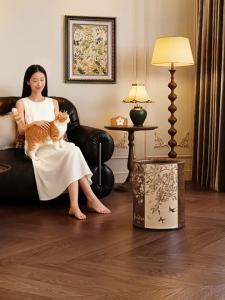 MEISD | Retro and Luxury Trash Can High-end Open Top Wood Texture