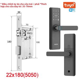 Khóa Cửa Điện Tử Sinh Trắc Học Thông Minh Màu Đen Với Ứng Dụng Tuya Mở Khóa Bằng Vân Tay Không Cần Chìa Khóa Từ Xa Hợp Kim Nhôm Cho Cửa Gỗ Và Cửa Thép