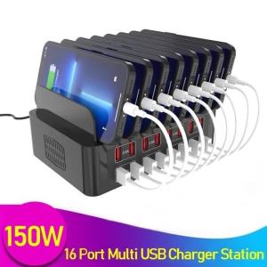 150W Universal Multi USB Type C Fast Charger 16 Port 3.5A MAX Charging Station Stand For Ipad Iphone 17 16 Samsung Xiaomi Tablet