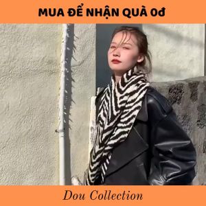 Khăn Len Choàng Cổ (Khăn Cashmere Dày) Dệt Kim Giữ Ấm Mùa Đông Họa Tiết Ngựa Vằn - 35x190cm - Mã LN014