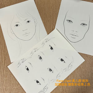 Beauty Makeup Chart Face Chart Drawing Template Womens Cosmetic Tools Practice Book Mac pro Beauty Illustration Guide