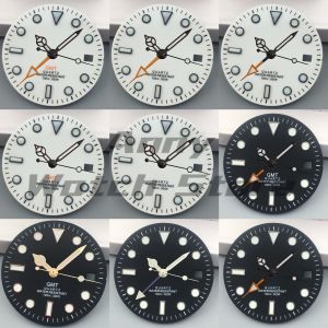 29mm Quartz Watch Dial Black White Dial Green Luminous Fit RONDA 515/RONDA 515-24H Quartz Movement