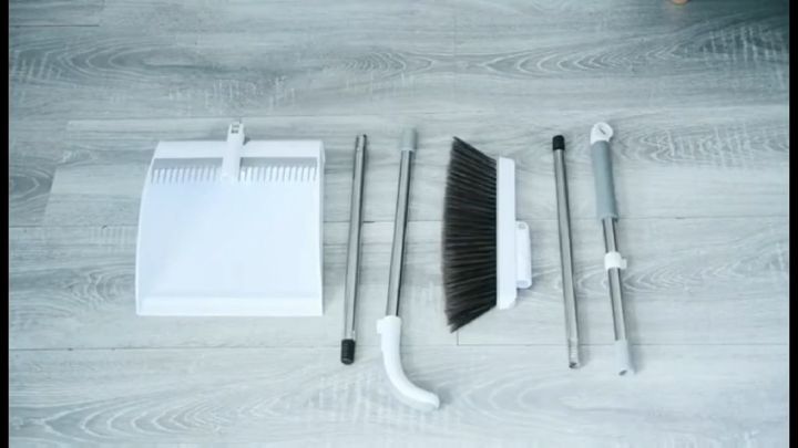 Broom and Dustpan Set, Standing Brooms with Dustpan Combo with Extendable Long Handle,Lobby Kitchen Broom Upright Cleaning Set