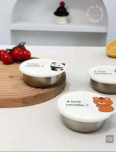 Seasoning Box with Stainless Steel Containers and Animal Lids for Condiments and Sauces