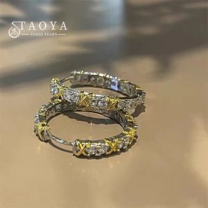 2024 Fashionable Gold and Silver Color Inlay With Zircon Metal Earrings Design Girls Jewelry Luxurious Accessories For Women