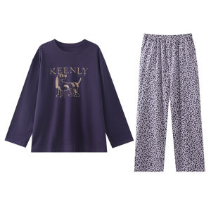 MiiOW | ชุดนอนผู้หญิงผ้าฝ้ายแท้แขนยาว MiiOW ฤดูใบไม้ร่วง 2025 ชุดอยู่บ้านสบายๆ ผ้าฝ้ายระบายอากาศได้ดี ใส่สบาย ชุดอยู่บ้าน