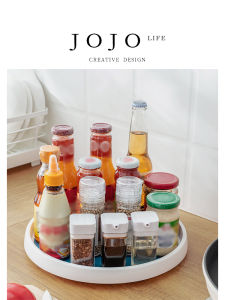 JOJOS L. PD.Curve Kitchen Storage Rack Rotatable Spice round Multi-Functional Organizer Plastic Nordic Style Cooking Utensil