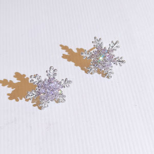Trendy Snowflake Earrings Silver Needle Diamond Embedded Womens Fashion Studs  out Design Original Geometric Pattern