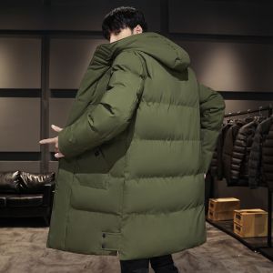 ROMON | Lormen Mens Thickened Cotton Jacket Mid-Length Down Filled Warm Coat Fashionable Winter Outerwear Standard Fit Zipper Closure