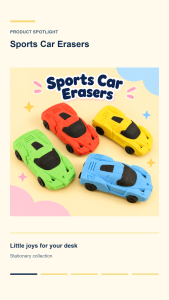 3D Racing Car Eraser Sports Car PVC Rubber Eraser School Stationery Student Reward Birthday Gift Kids Novelty Eraser