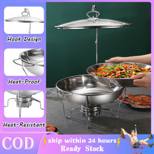 Stainless Steel Food Warmer Buffet Stove With Glass Cover And Hook Chafing Dish Food Warmer Gold Alcohol Stove Hot Pot Stove With Circular Grinding Plate Buffet Set With Glass Lid Adjustable Temperature For Kitchen Dining Gatherings Camping Party
