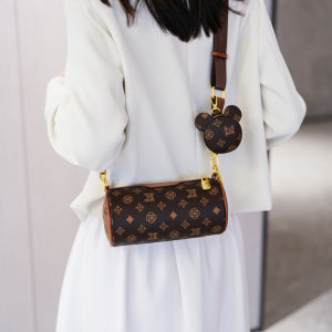 T-LOOKER 2025 Autumn Winter Luxury Floral round Cylinder Bag Womens Crossbody Bucket Small Bag Soft British Style Nylon Strap