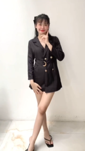 korean blazer long black trench coat design for women office formal attire terno plus size XS-2XL