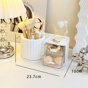 Makeup Brush Can Desktop Dustproof Lipstick Cosmetics Powder Puff Storage Box Eyebrow Brush Holder Eye Shadow Loose Powder Brush Storage Rack