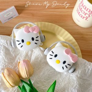 【New】Cute Cartoon Music Colorful Queen Kitty Liquid Silicone Earphone Protective Case with Hook or Bracelet  For Samsung Buds live Pro 2 2 Pro FE Earphones