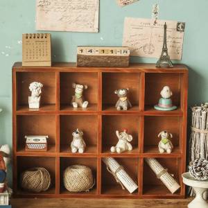 DIHUANTUO | Retro Wooden Wall Storage Rack 12 Compartments