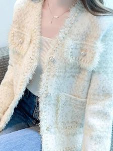 Korean Style V-Neck Woolen Coat Women Spring Autumn 2025 New French Tassel Ladies Open Cardigan Top Fashion Elegant Simple