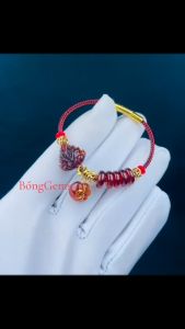 vòng tay nữ hồ ly chúa đá garnet tự nhiên vip mix đồng điếu  charm túi tiền garnet vip bọc vàng tây và cầu kim tiền vàng tây vòng tay đá phong thủy hợp mệnh thổ mệnh hỏa trang sức thiết kế đủ hóa đơn thẻ bảo hành