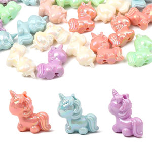 2Pcs 25mm Acrylic Colorful Unicorn Charms Pendant Beads for Earring Bracelet Necklace Keychain DIY Jewelry Making Accessories