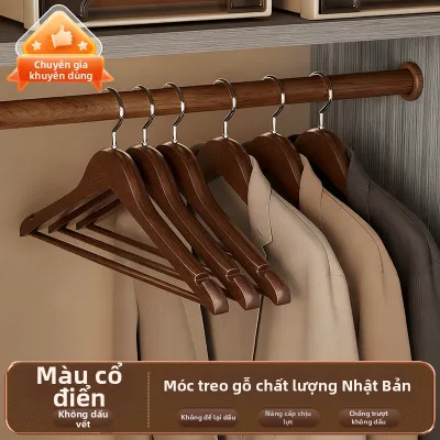 YOUNA | Giá Treo Quần Áo Gỗ Phong Cách Retro Chống Trượt Không Để Lại Vết