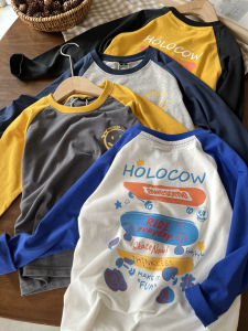 Soft Comfortable ~ Cost-Effective 110-160 Childrens Boys Raglan Long-Sleeved T-shirt round Neck Bottoming Shirt
