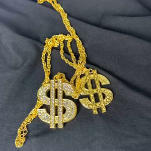 Dollar Pendant Necklace Gold Dollar Necklace Kalung Cincin Hip Hop Jumbo Kalung Dollar Emas