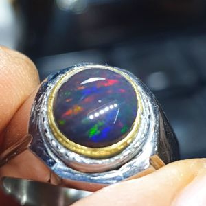 kalimaya black opal banten  jaronh dim 11*9*5 mm ring size 7/8