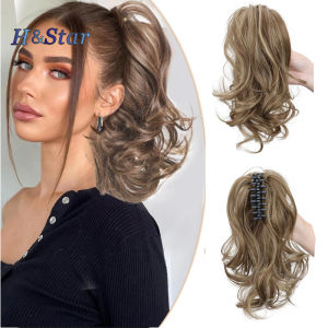 H&STAR 12Inch Synthetic Ponytail Extension Hairpiece Short Curly Claw Clip For Women Heat Resistant Pony Tail Clip Fake Hair