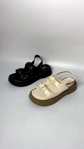 New Arrival Korean Women Fashion Wedge Sandals High Heels Elegant Black All-match Sandals