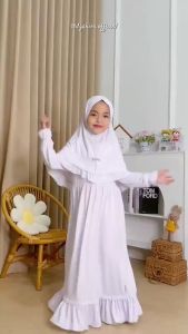 GAMIS DELISHA ANAK SET DENGAN HIJAB SYARI - GAMIS ANAK POLOS SET HIJAB - GAMIS NGAJI ANAK - COD